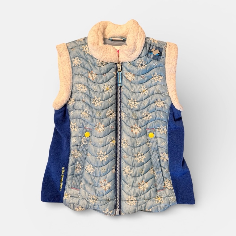 Vintage Obermeyer blue quilted floral girls vest
